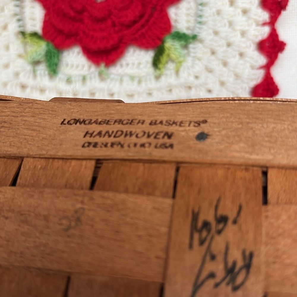 Longaberger Brown and Red Accent Basket - Picture 3 of 9